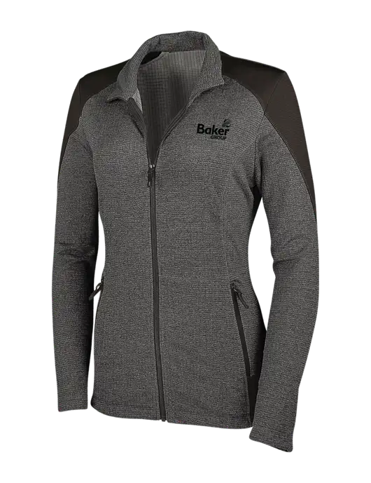 Medium Grey Heather Womens Grid Fleece Jacket w/Baker Group Logo