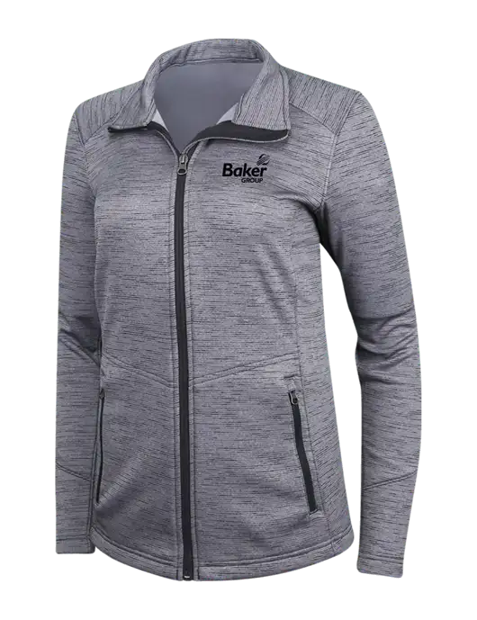 Medium Grey Womens Digi Stripe Fleece Jacket w/Baker Group Logo