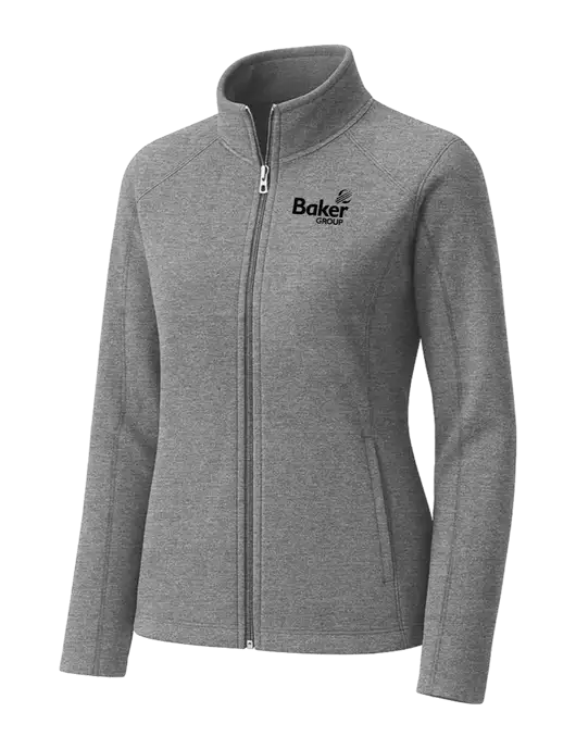 Medium Grey Womens Heather Microfleece Full-Zip Jacket w/Baker Group Logo