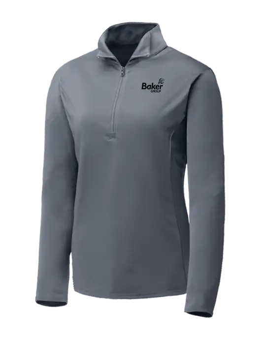 Medium Grey Womens Posicharge Competitor ¼ Zip Pullover w/Baker Group Logo