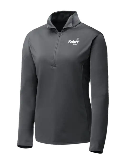 Dark Grey Womens Posicharge Competitor ¼ Zip Pullover w/Baker Group Logo
