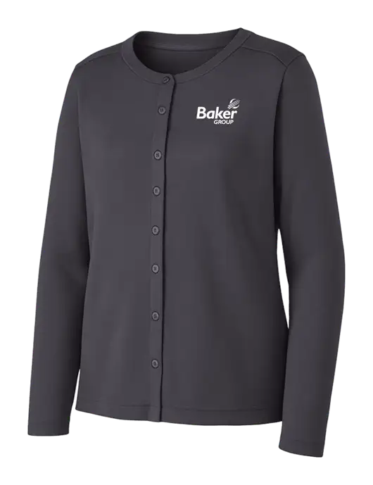 Grey Smoke Womens Concept Stretch Button-Front Cardigan Sweater w/Baker Group Logo