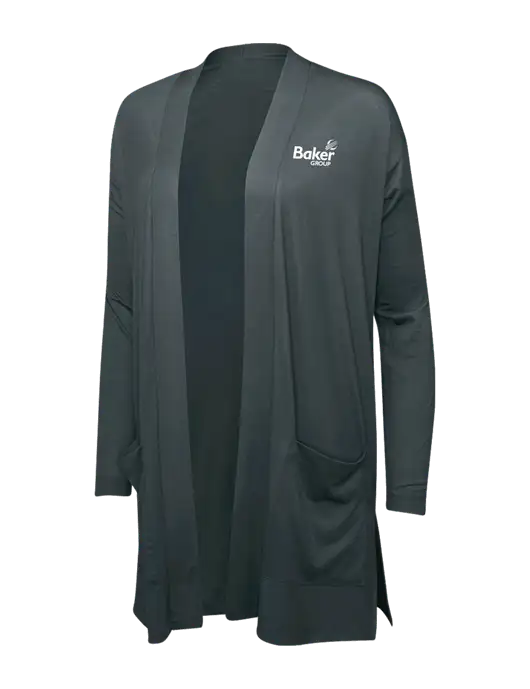Smoke Grey Womens Concept Long Pocket Cardigan w/Baker Group Logo