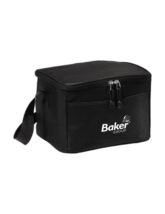 6 Can Black/Black Cube Cooler w/Baker Group Logo