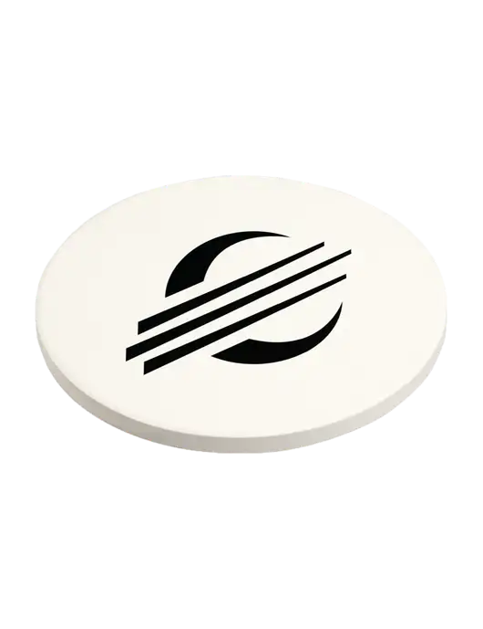Absorbent White Coaster with Cork Base w/Baker Group Icon Logo