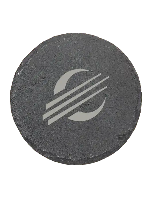Round Slate Coaster w/Baker Group Icon Logo
