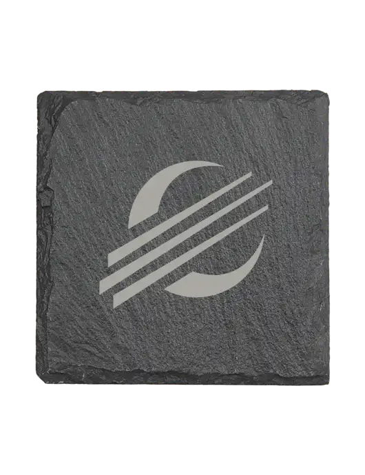 Square Slate Coaster, 4 x 4 w/Baker Group Icon Logo