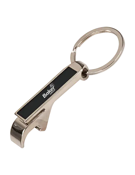 Black Bottle Opener Keychain w/Baker Group Logo