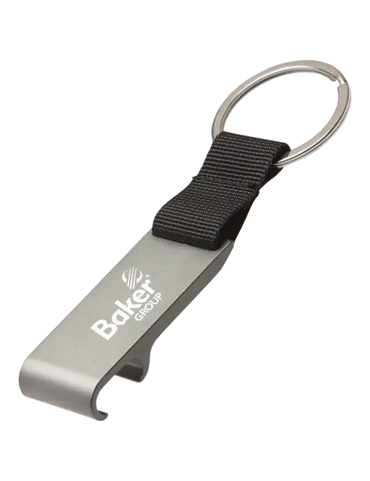 Gunmetal Bottle Opener & Key Ring w/Baker Group Logo