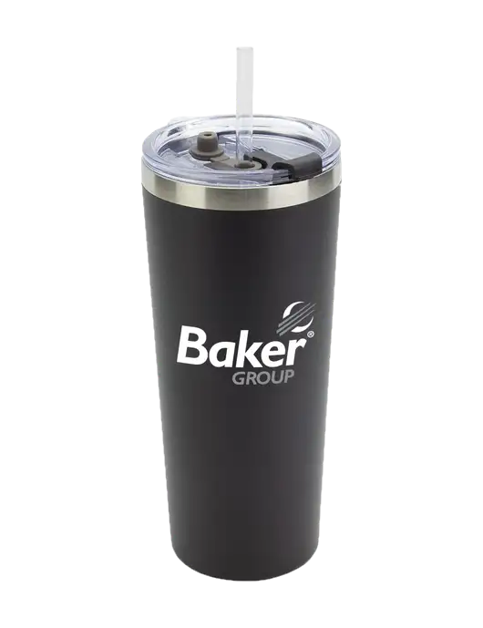 Brighton Black 20 oz Insulated Tumbler & Straw w/Baker Group Logo