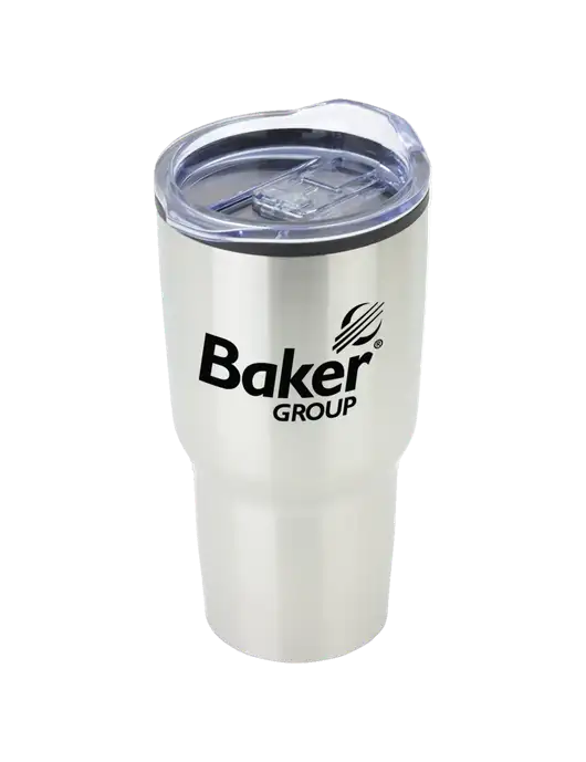 Odyssey Silver 30 oz Travel Tumbler w/Baker Group Logo
