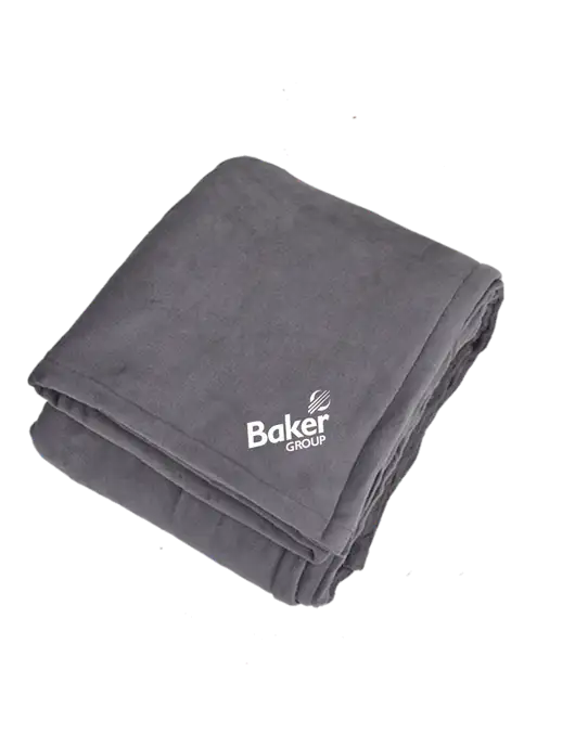 Oversized Graphite Ultra Plush Blanket Graphite w/Baker Group Logo