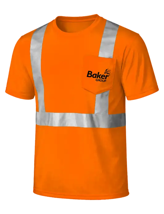 CornerStone Safety Orange ANSI 107 Class 2 Mesh Tee w/Baker Group Logo