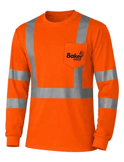 CornerStone Safety Orange ANSI 107 Class 3 Mesh Long Sleeve Tee w/Baker Group Logo