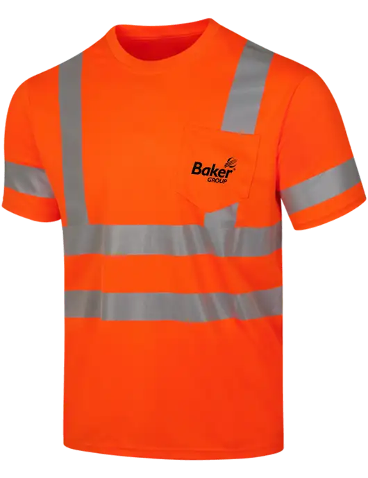 CornerStone Safety Orange ANSI 107 Class 3 Mesh Tee w/Baker Group Logo