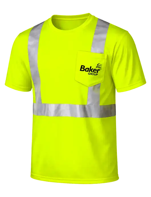 CornerStone Safety Yellow ANSI 107 Class 2 Mesh Tee w/Baker Group Logo
