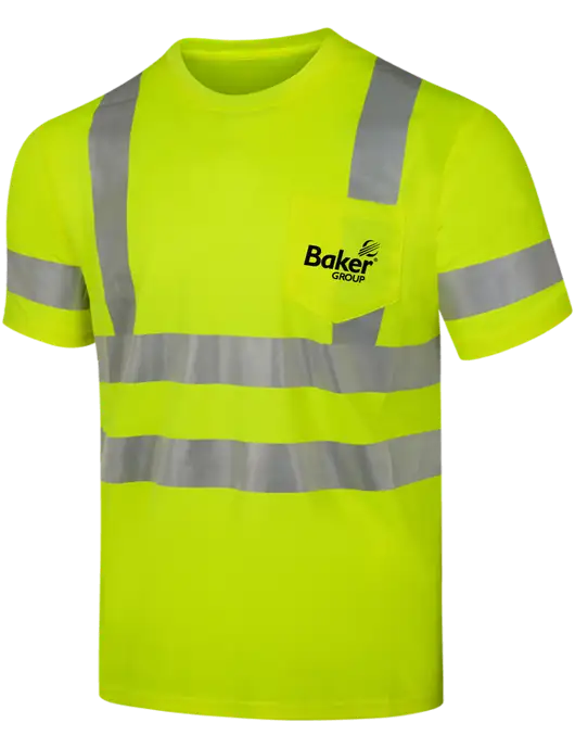 CornerStone Safety Yellow ANSI 107 Class 3 Mesh Tee w/Baker Group Logo