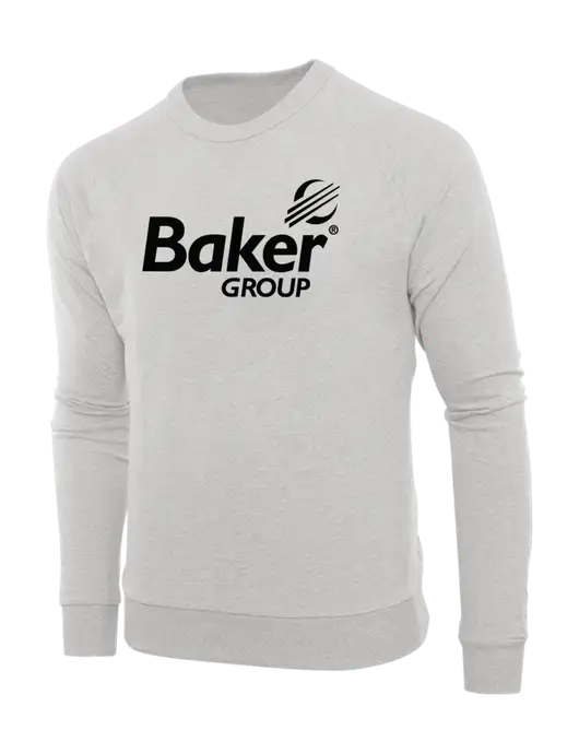 Allmade Granite Grey Heather Organic French Terry Crewneck Sweatshirt w/Baker Group Logo