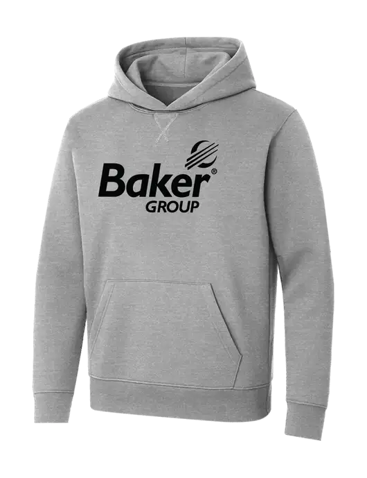 Allmade Granite Grey Heather Organic French Terry Pullover Hoodie w/Baker Group Logo