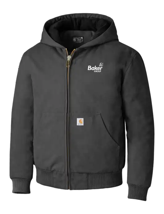 Carhartt Dark Grey Quilted-Flannel-Lined Duck Active Jacket w/Baker Group Logo