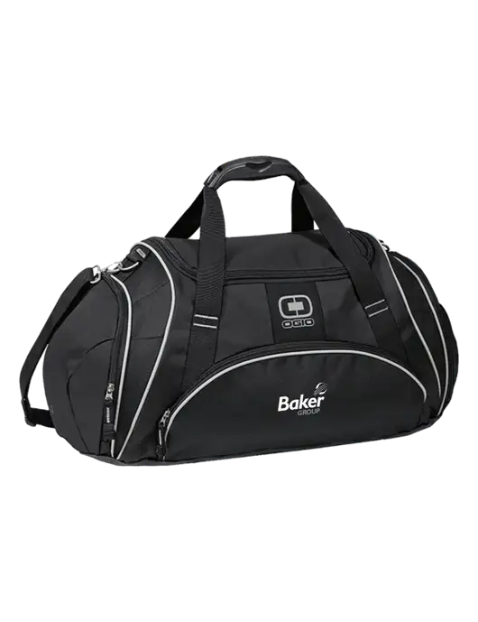 OGIO Black Crunch Duffel
 w/Baker Group Logo